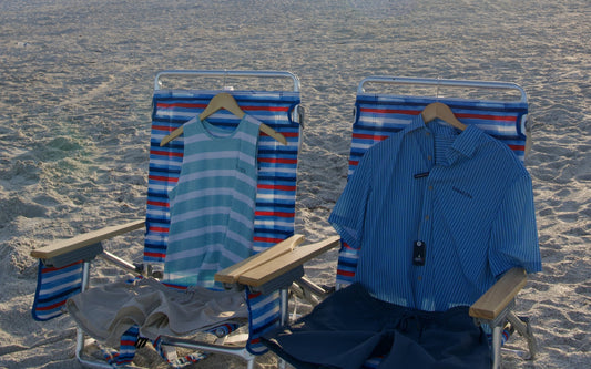 Beach chairs with shirts on the sand in Sarasota