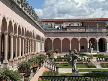 Courtyard of the Ringling Museum of Art in Sarasota, with its arcades and statues