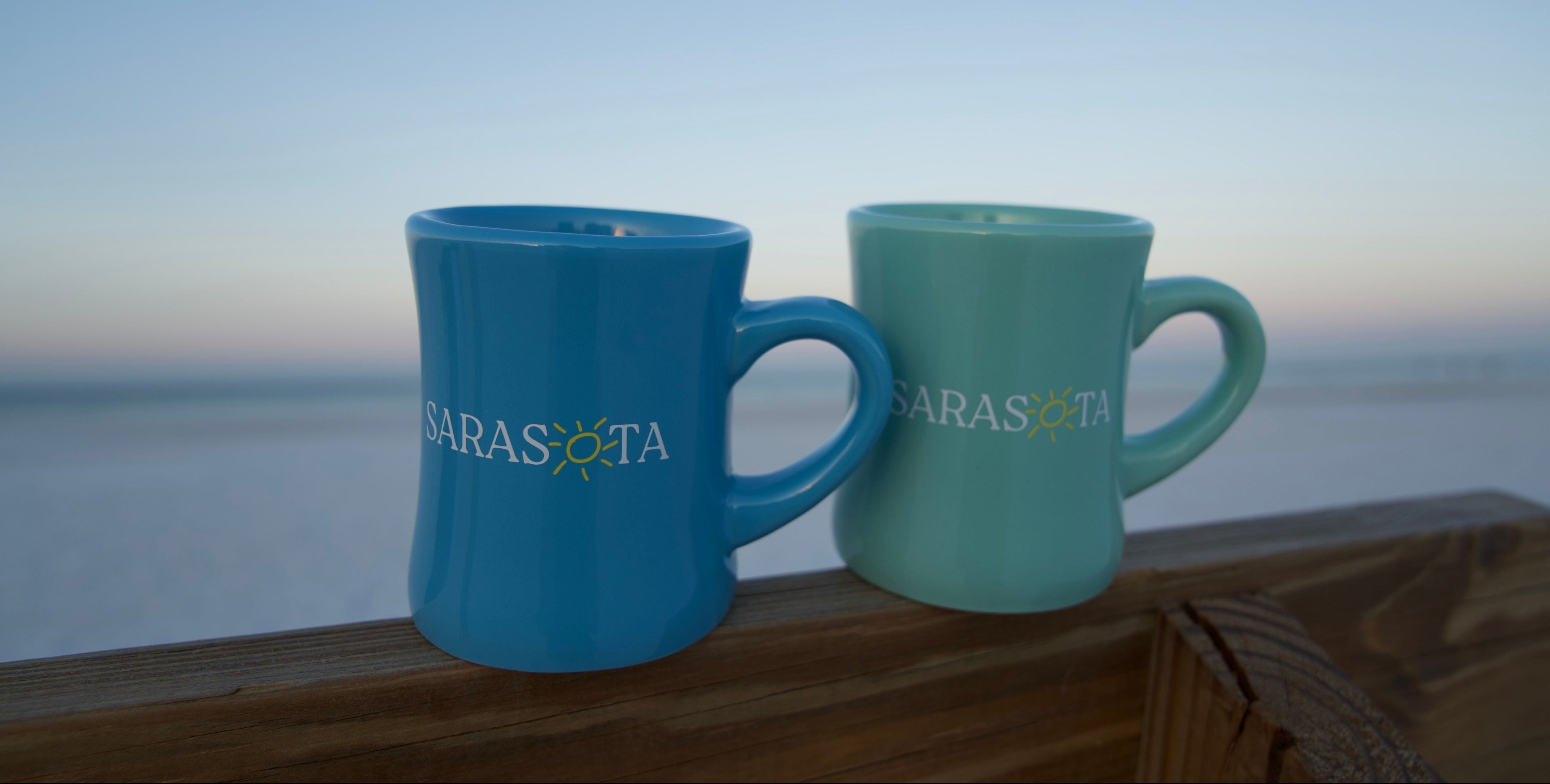 Sarasota Coffee Mugs Blue and Green