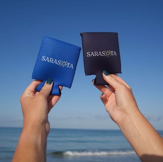 Sarasota Koozie with sun logo