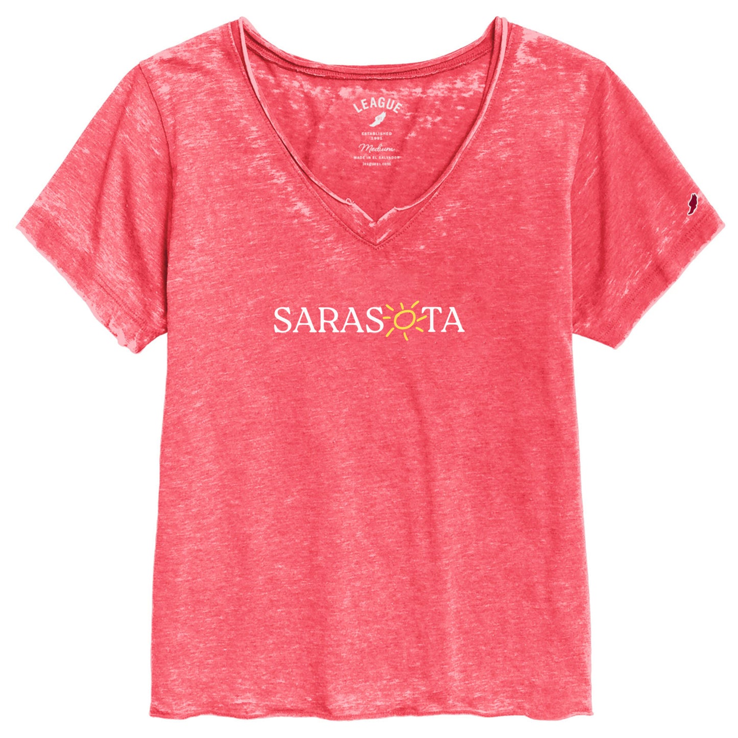Sarasota Ladies Burnout Vneck Pink