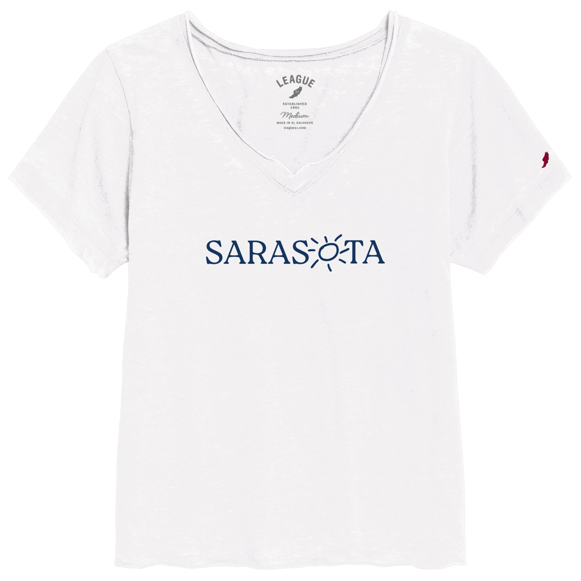 Sarasota Ladies Burnout Vneck White