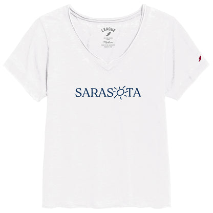Sarasota Ladies Burnout Vneck White