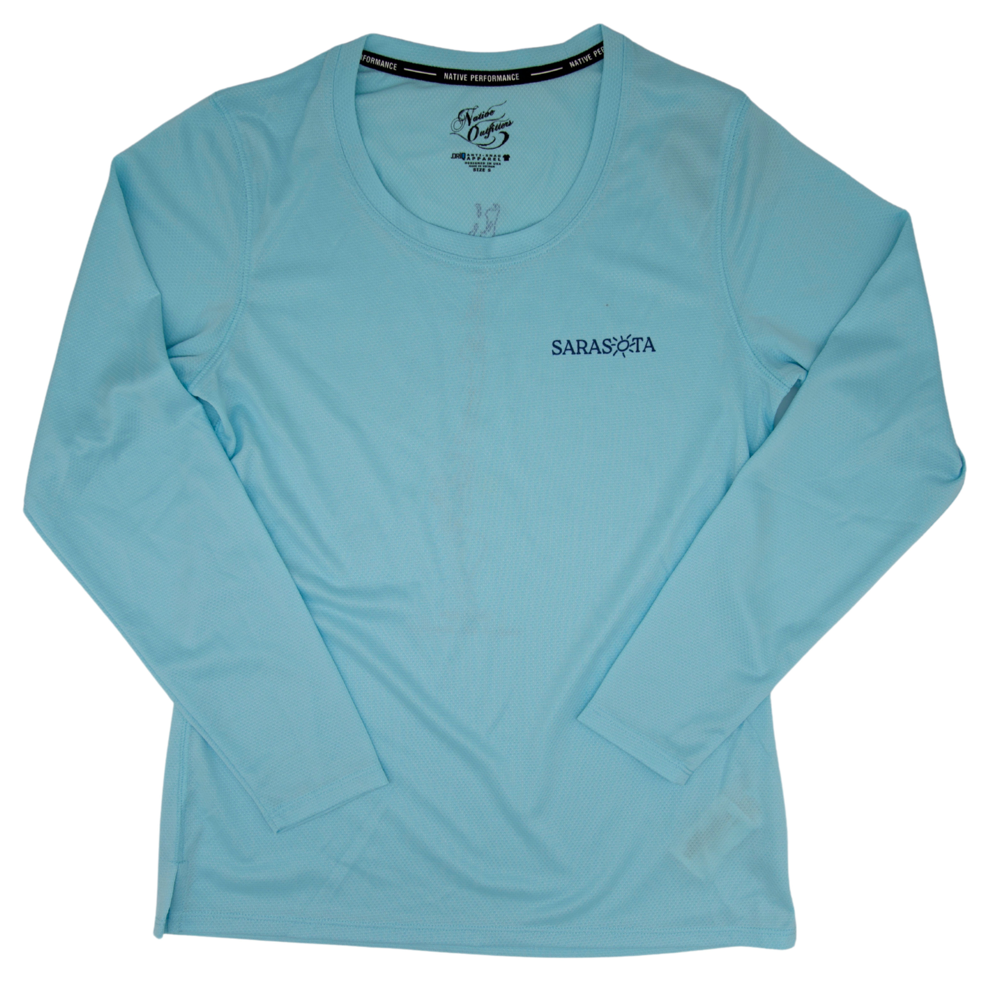 Sarasota Ladies Perf Keys Long Sleeve Blue Front