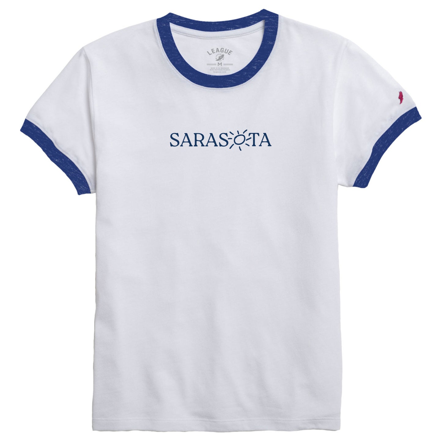 Sarasota Ladies Ringer Tee Blue White