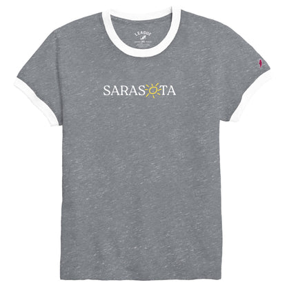 Sarasota Ladies Ringer Tee White Gray