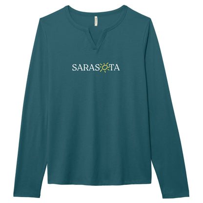 Sarasota Ouray Long Sleeve Notch Tee Teal