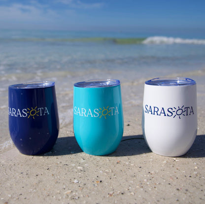 Sarasota Wine glass with sun logo