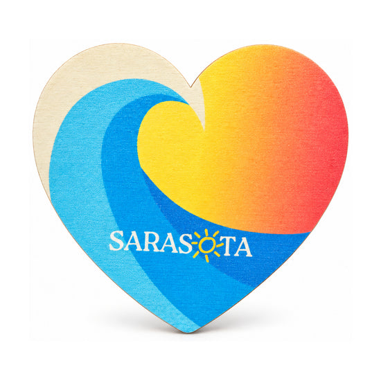 Sarasota Wood Magnet — Heart Wave