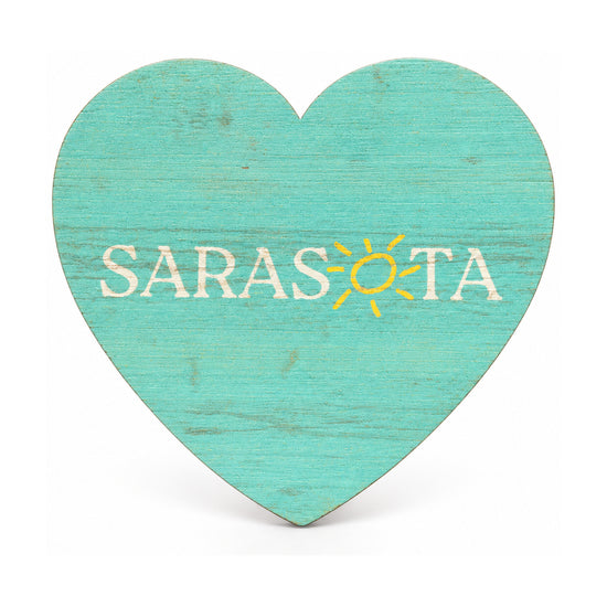 Sarasota Wood Magnet — Heart Logo