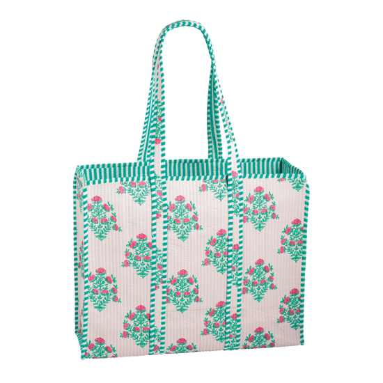 Flower Block Print Tote