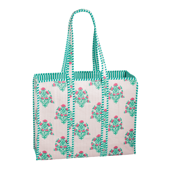 Flower Block Print Tote