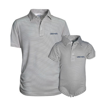 Lido Key Carson toddler polo, charcoal stripe with LIDO KEY embroidery