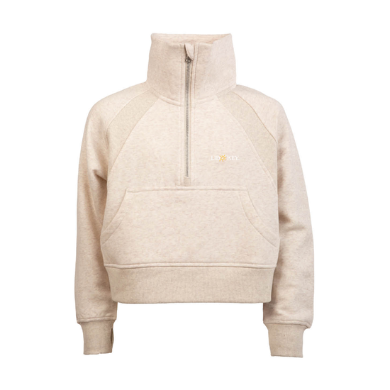 Lido Key Dawn toddler quarter-zip fleece in natural with LIDO KEY embroidery