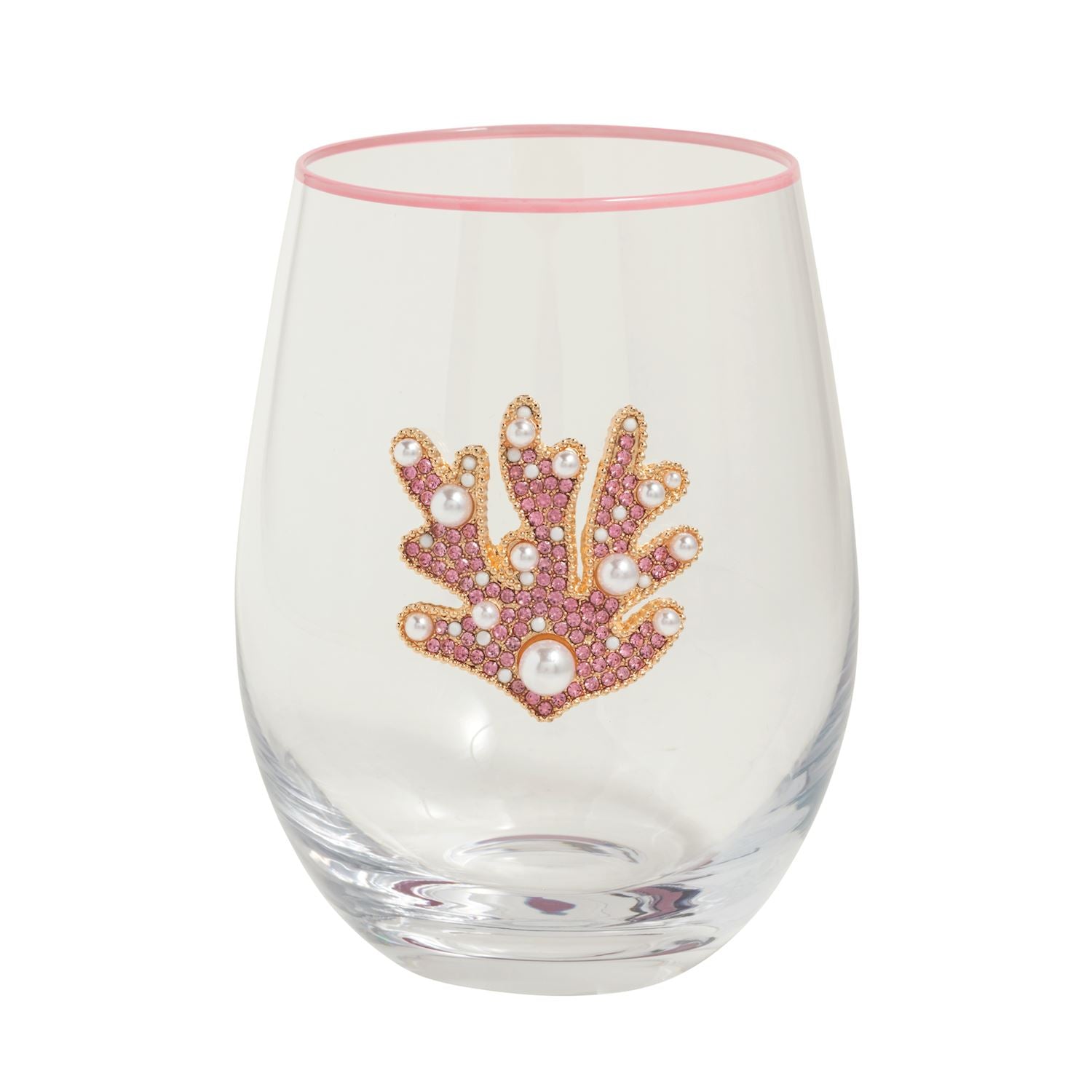 Sarasota Style Beaded Wine Glass in Coral - Sarasota Florida | Sarasota Store