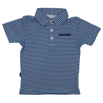 Sarasota Style Carson Stripe Blue Polo Shirt in White - Sarasota Florida | Sarasota Store