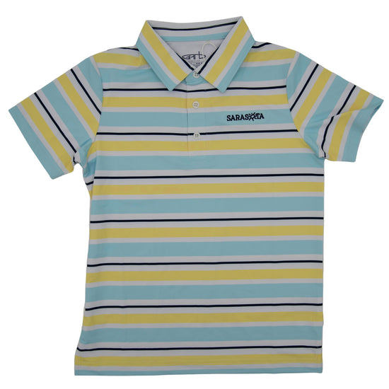 Sarasota Style Cayson Striped Blue Polo Shirt in Yellow - Sarasota Florida | Sarasota Store