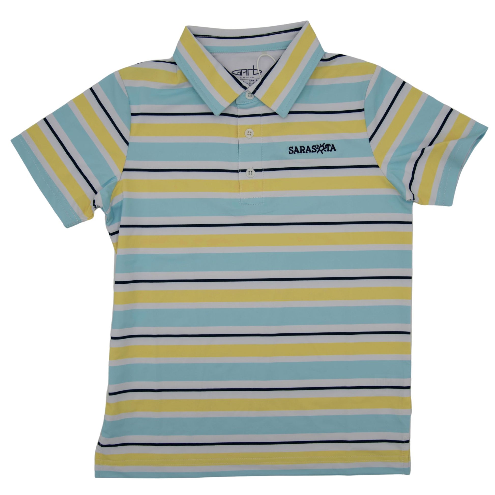 Sarasota Style Cayson Striped Blue Polo Shirt in Yellow - Sarasota Florida | Sarasota Store