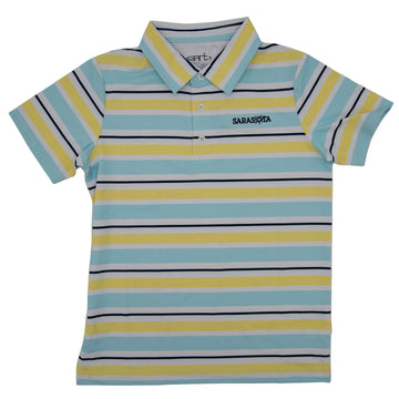 Sarasota Style Cayson Striped Blue Polo Shirt in Yellow - Sarasota Florida | Sarasota Store