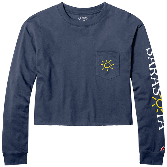 Sarasota Style Crop Long Sleeve T-Shirt in Navy - Sarasota Florida | Sarasota Store