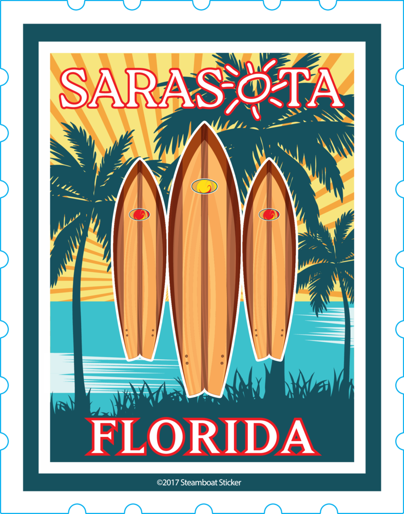 Sarasota Style Longboard Stamp - Sarasota Florida | Sarasota Store