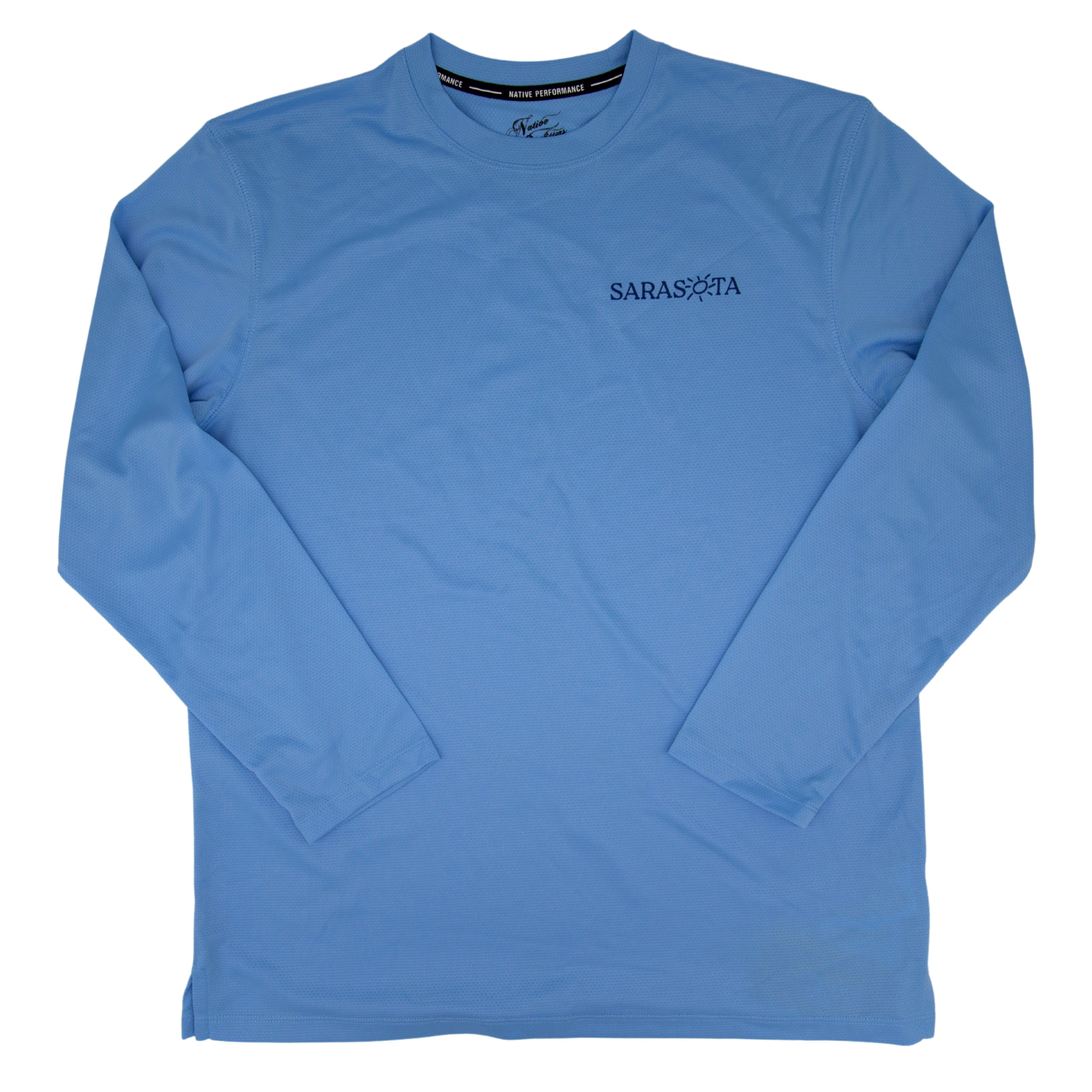 Sarasota Style Men'S Perf Keys Long Sleeve T-Shirt in Blue - Sarasota Florida | Sarasota Store