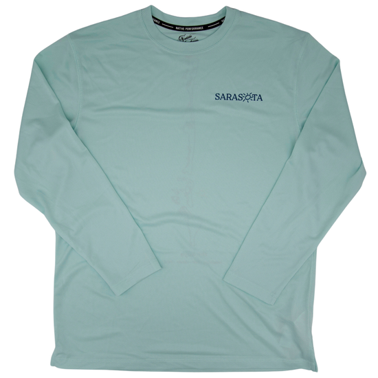 Sarasota Style Men'S Perf Keys Long Sleeve T-Shirt in Teal - Sarasota Florida | Sarasota Store