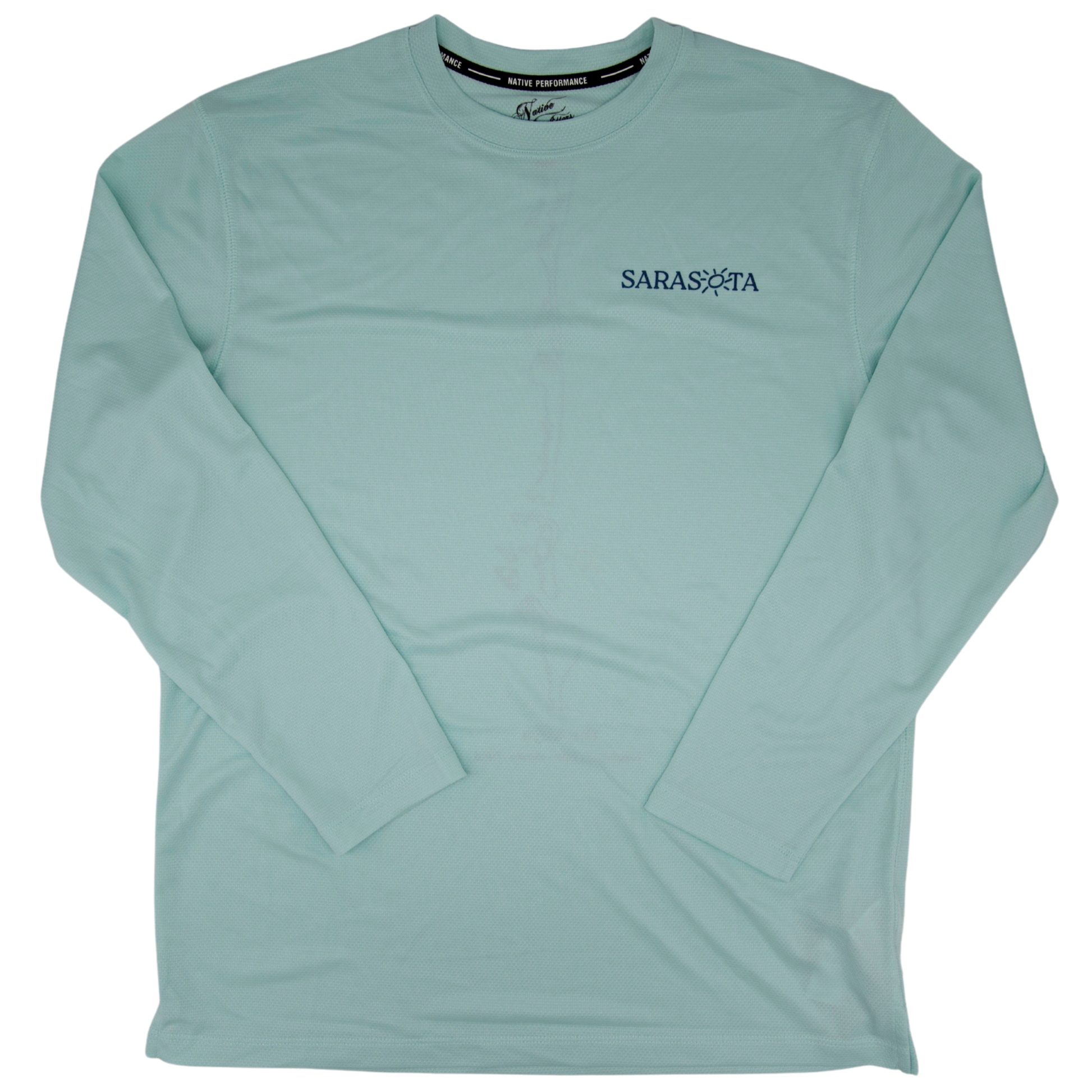 Sarasota Style Men'S Perf Keys Long Sleeve T-Shirt in Teal - Sarasota Florida | Sarasota Store