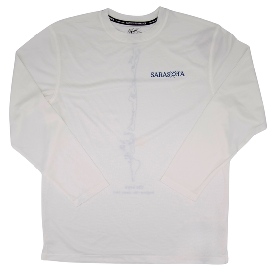 Sarasota Style Men'S Perf Keys Long Sleeve T-Shirt in White - Sarasota Florida | Sarasota Store