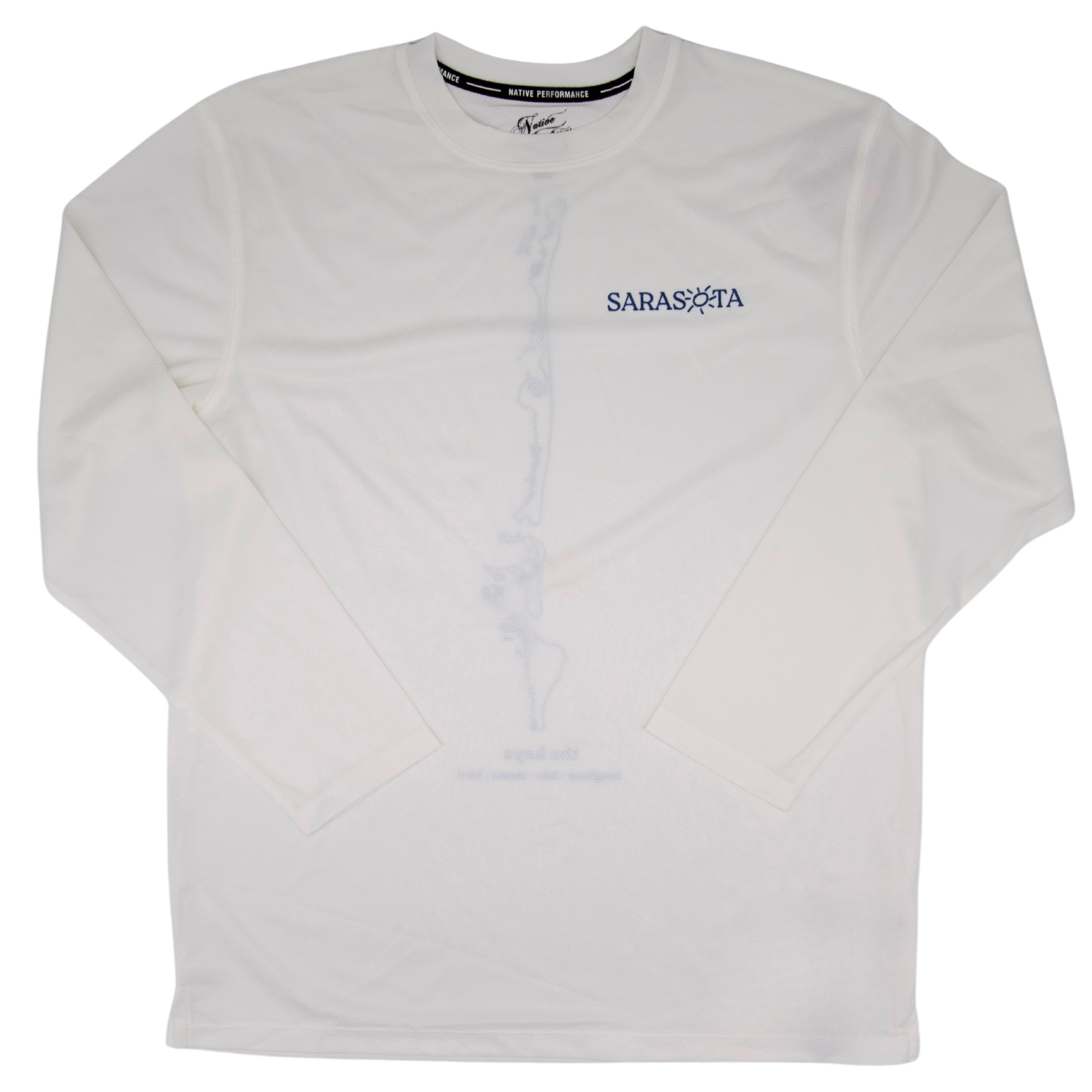 Sarasota Style Men'S Perf Keys Long Sleeve T-Shirt in White - Sarasota Florida | Sarasota Store