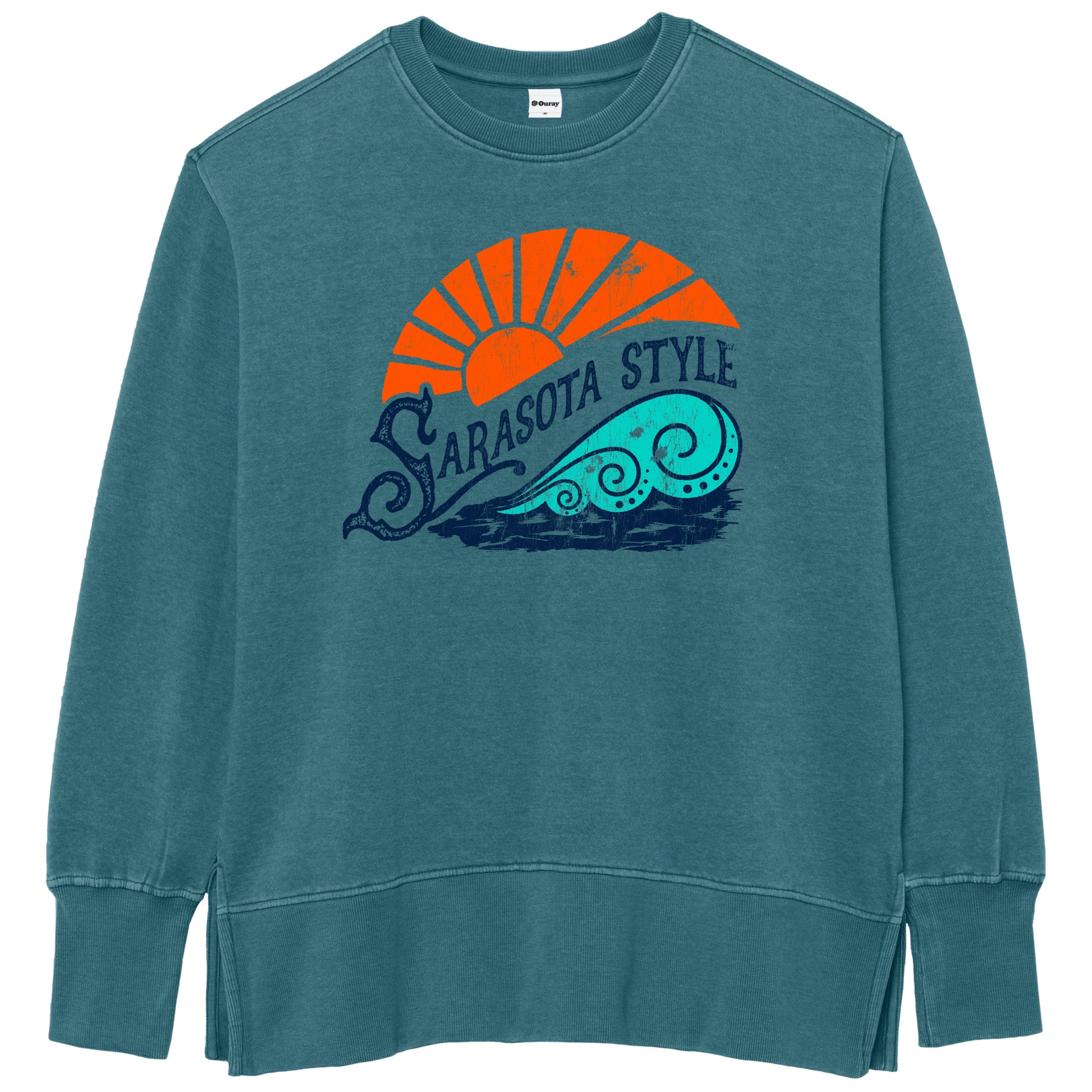 Sarasota Style x Ouray Crewneck Sweatshirt in Teal - Sarasota Florida | Sarasota Store