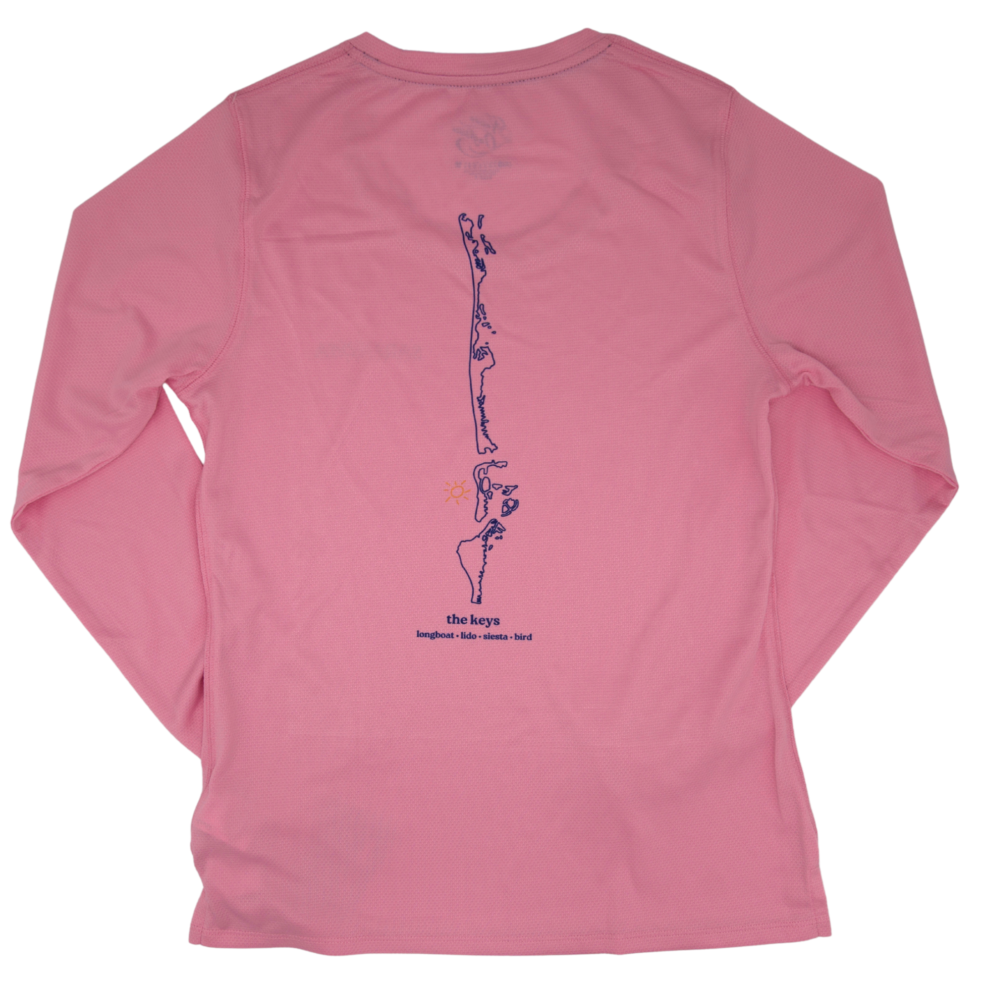 Sarasota Style Perf Keys Back Long Sleeve T-Shirt in Pink - Sarasota Florida | Sarasota Store