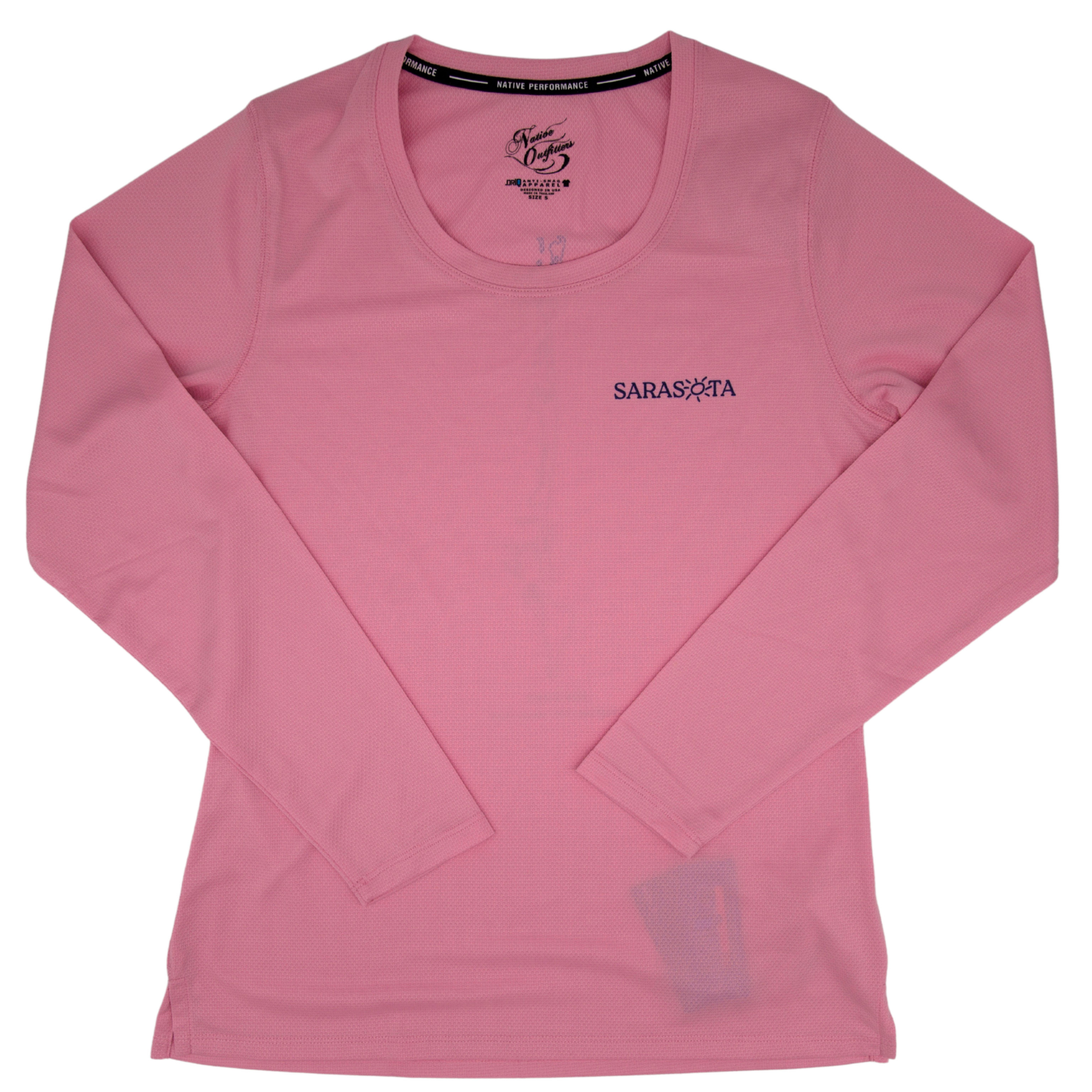 Sarasota Style Perf Keys Front Long Sleeve T-Shirt in Pink - Sarasota Florida | Sarasota Store