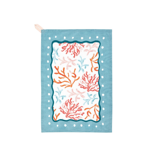 Sarasota Style Sealife Printed Beach Towel in Coral - Sarasota Florida | Sarasota Store