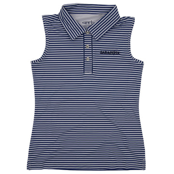 Sarasota Style Sleeveless Hayley Blue Polo Shirt in White - Sarasota Florida | Sarasota Store