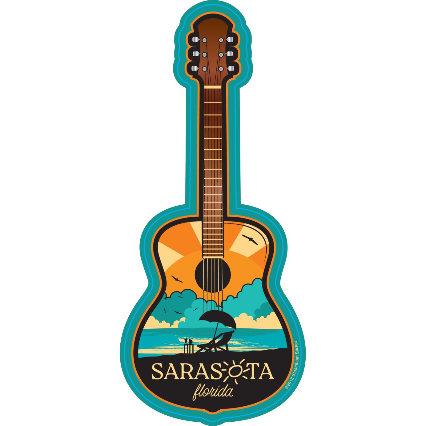 Sarasota Style Sticker - Beach Guitar - Sarasota Florida | Sarasota Store