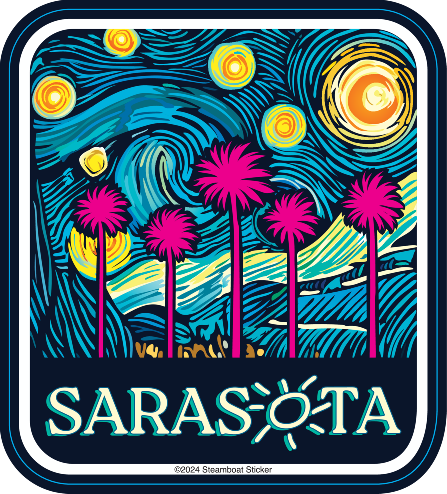 Sarasota Style Sticker - Starry Night Palms - Sarasota Florida | Sarasota Store